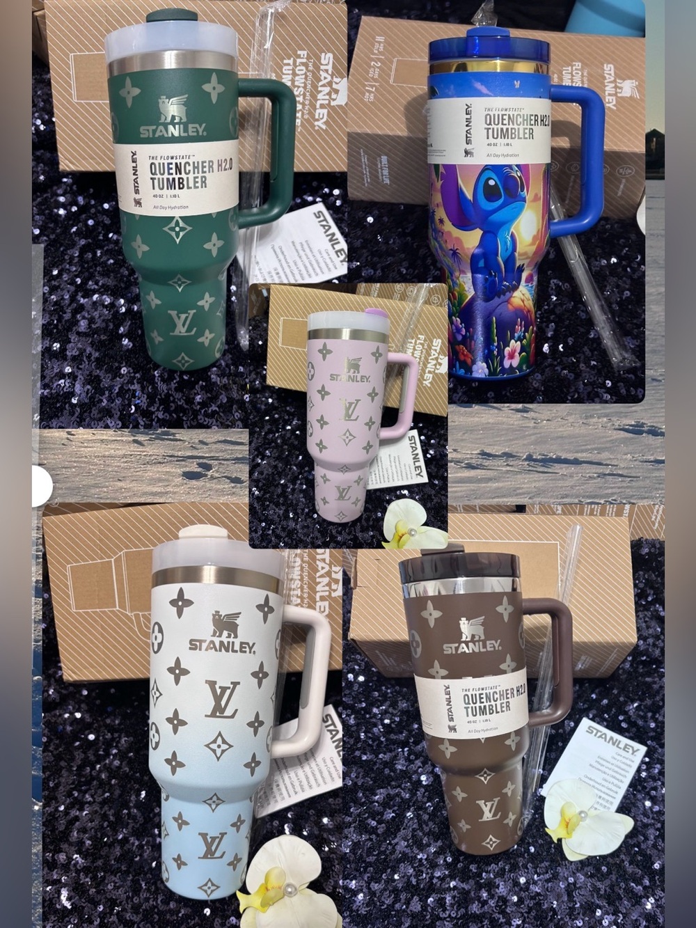 🌸BUNDLE 🌸Stanley Pink Monogram Travel Tumbler with Handle